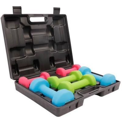 Gorilla sports coffret d halteres aerobic de 12 kg halteres en fonte avec revetement neoprene