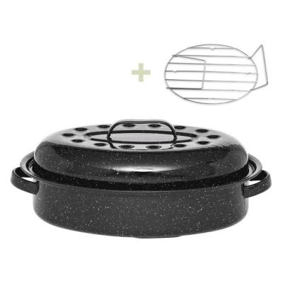 Cocotte ovale en acier carbon 38x26cm + grille warmcook - 0508+2006