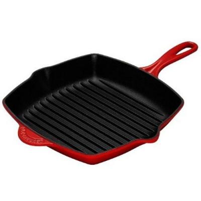 Po&ecirc;le &agrave; griller carr&eacute;e en fonte &eacute;maill&eacute;e cerise 26 cm