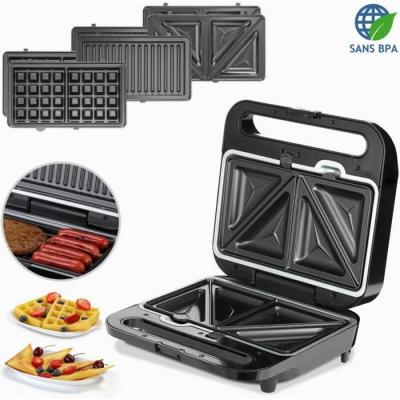 Grill &eacute;lectrique 3en1 xxl 1000W appareil &agrave; sandwichs grill gaufrier 3 grils