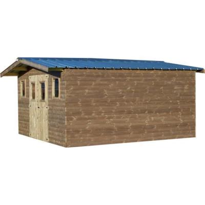 Abri THERMABRI madriers - 24,30 m&sup2; - sans plancher - toit double pente bac acier