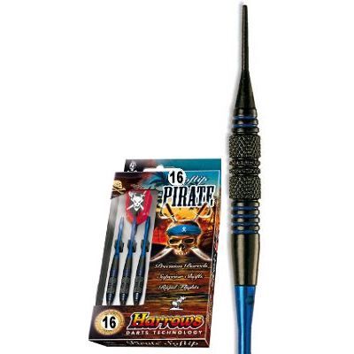 Harrows - Jeu de 3 Fl&eacute;chettes - Embout Nylon - Pirate Bleue - 16 GK