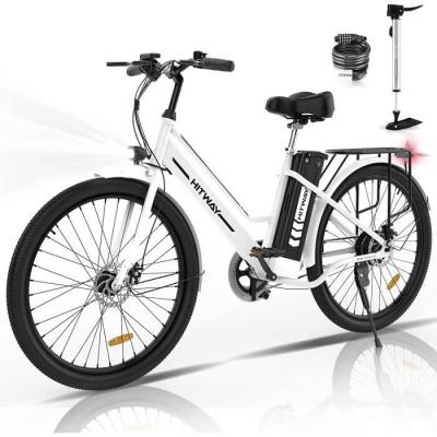 V&eacute;lo &eacute;lectrique 26 pouces - Moteur 250W,E-Bike avec Batterie au Lithium Amovible 36V 8,4Ah - Blanc