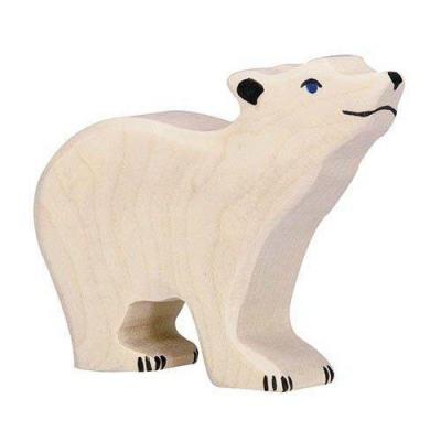 Figurine en bois Ours b&eacute;b&eacute; polaire HOLZTIGER