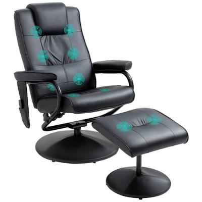 Fauteuil de relaxation massant avec repose-pied rev&ecirc;tement synth&eacute;tique