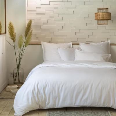 Parure de couette coton percale unie Blanc 240x260cm - Blanc