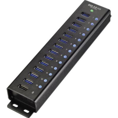 Hub USB 3.0 Renkforce 13 ports bo&icirc;tier en aluminium, pour montage mural, avec port de charge ra