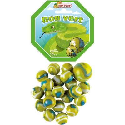 Kimplay- Lot de 20+1 Billes, Boa Vert, 500836