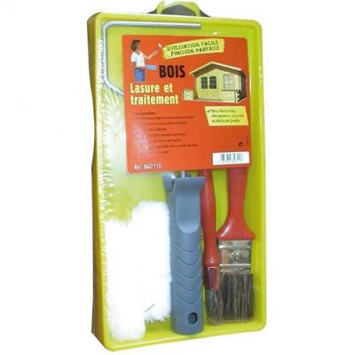 Kit sp&eacute;cial boiseries 2 manchons + 1 monture + 2 pinceaux + 1 bac mini-rouleau