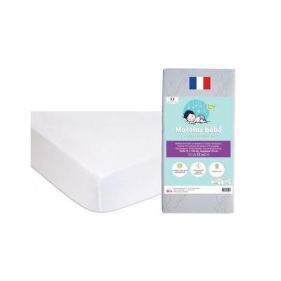 Matelas 70x140 + 2 al&egrave;ses coton bio blanc