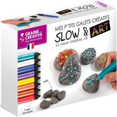 Coffret mon atelier de Galets cr&eacute;atifs + 8 crayons - Graine Cr&eacute;ative