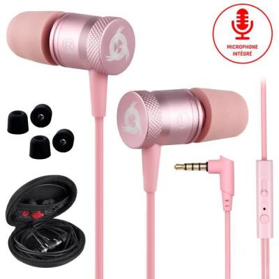 Klim fusion &eacute;couteurs haute qualit&eacute; audio - ecouteurs intra-auriculaire mousse &agrave; m&eacute;moire - rose gold