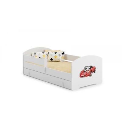 Lit enfant Sam+ tiroir de rangement - 140x70 cm - auto - avec matelas