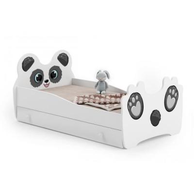 Lit simple enfant - motif panda 160x80cm + tiroir de rangement - avec matelas