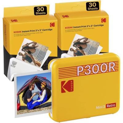 Kodak mini 3 retro P300RY60 portable instant photo printer bundle 3X3 yellow