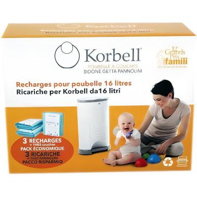 Recharges &agrave; couches x3 pour poubelle 15l korbell
