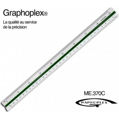 Graphoplex Kutch ME.370C R&egrave;gle de r&eacute;duction triangulaire 30 cm Blanc