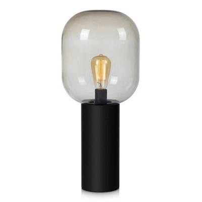 Lampe de table brooklyn (h56cm) en m&eacute;tal noir et verre fum&eacute;
