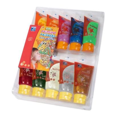 Lefranc Bourgeois - Gouache paillet&eacute;e et gel paillet&eacute; pour enfants - 10 tubes de 75ml