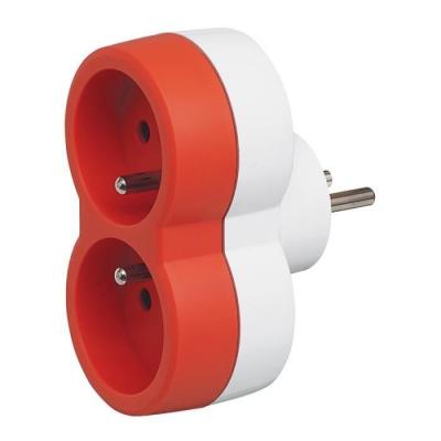 Fiche multiprise 2 prises 2P+T 16A 230V avec sorties frontales-orange