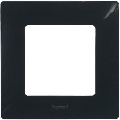 Plaque laqu&eacute;e 1 poste nilo&eacute; noir finition onyx LEG96701 - Legrand