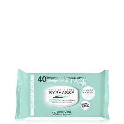 Byphasse - Lingettes D&acute;Maquillantes Visage-Yeux - Peaux Sensibles X40