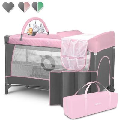 LIONELO Lit parapluie b&eacute;b&eacute; Flower avec table &agrave; langer matelas et jouets - Rose