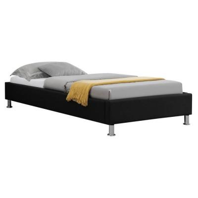 Lit futon simple NIZZA, 90 x 190 cm, avec sommier, rev&ecirc;tement en tissu noir