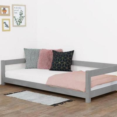 Lit Montessori enfant bois massif gris 90 x 190 cm
