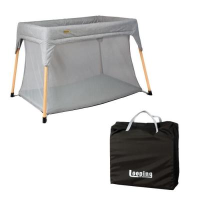 Looping Lit Parapluie de Voyage   Pliage Compact, Pieds Bois, Tissu Recycl&eacute;, Parc Bebe Pliable
