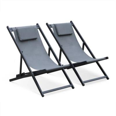 Lot de 2 chiliennes en aluminium anthracite