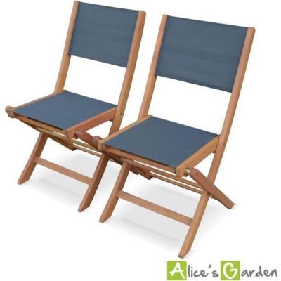 Lot de 2 chaises de jardin en bois anthracite