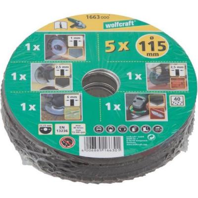 Wolfcraft 1 lot 5 disques meuleuse - &oslash; 115 mm