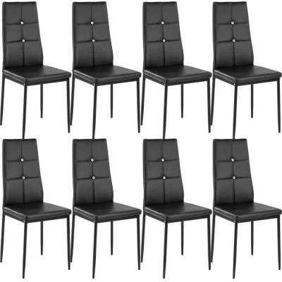 Tectake lot de 8 chaises avec strass - noir 404123