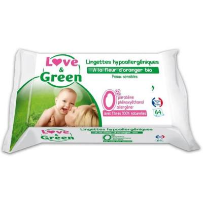 Love And Green Lingettes Parfum&eacute;es Paquet de 64