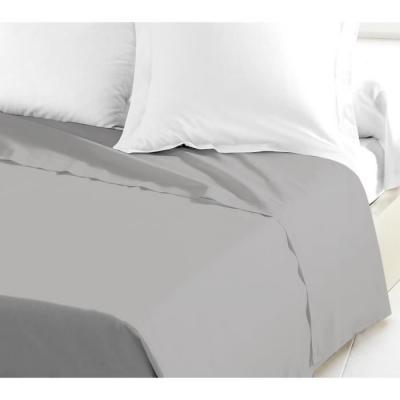 Drap Plat 100% coton 240x300 cm gris clair - Lovely Home