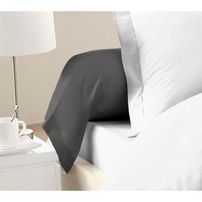 LOVELY HOME Lot de 2 Taies de Traversin 100% coton 85x185 cm gris fonc&eacute;