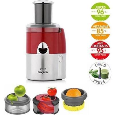 MAGIMIX Juice Expert 3 avec Coffret Coupe L&eacute;gumes Rouge Chrome