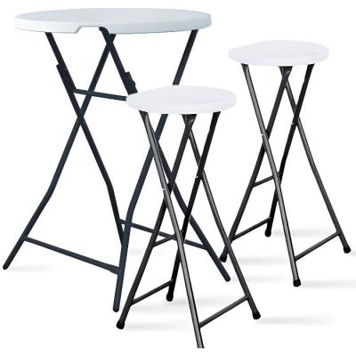 Mange-debout pliable et 2 tabourets pliants Rekkem Blanc