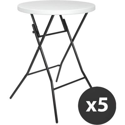 Rekkem Mange Debout Blanc Rond D80 x 110 cm Poly&eacute;thyl&egrave;ne 4 Places