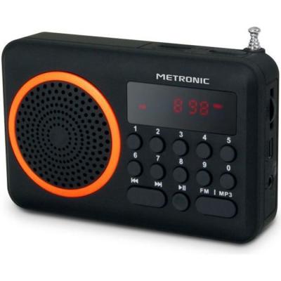 Metronic radio fm mp3 port&aacute;til usb/micro sd negra/naranja