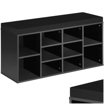 Meuble &agrave; chaussures banc effet bois noir