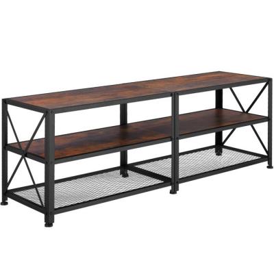 Tectake meuble bas - 141 cm - bois fonc&eacute; industriel 404541