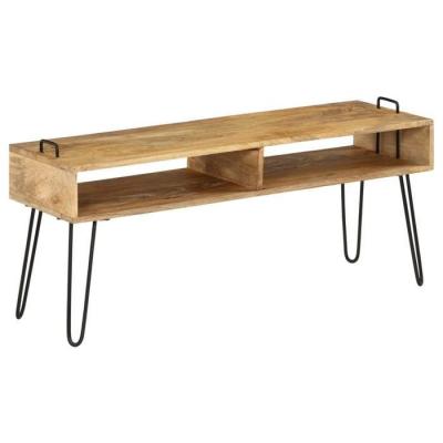 Meuble t&eacute;l&eacute; buffet tv t&eacute;l&eacute;vision design pratique bois de manguier massif 110 cm 2502133