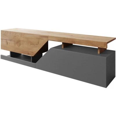 Meuble TV Ceelias -160 x 46 x 35 cm - Gris/Marron