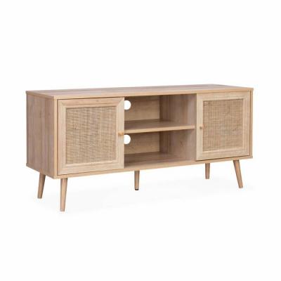 Meuble tv en cannage 2 niveaux 120x39x56.5cm