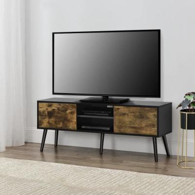 Meuble TV Eskilstuna 120 x 30 x 47 cm Noir Bois Fonc&eacute; [en.casa]