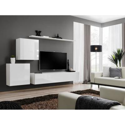 Meuble tv mural design ""switch v"" 250cm blanc
