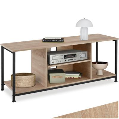 TECTAKE Meuble TV DENVER en Bois et Acier Style industriel Bois Clair Industriel, Ch&ecirc;ne Sonoma
