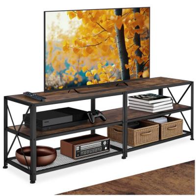 Tectake meuble bas - 161 cm - bois fonc&eacute; industriel, rustique 404543